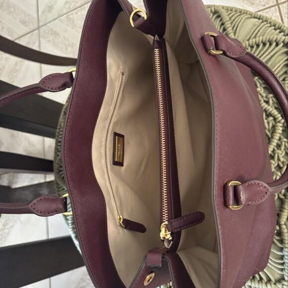 Lauren Ralph Lauren Purple Leather Satchel Handbag w/ Strap – Classic Structured - Picture 5 of 7